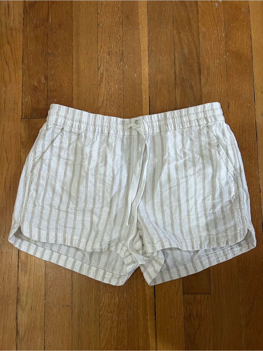 J. Crew White and Beige Striped Drawstring Women's Shorts